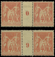 94   40c. Rouge-orange, 2 PAIRES Mill.0 Et 9, * Et **, TB - Other & Unclassified