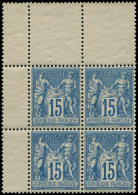 90   15c. Bleu, BLOC De 4 Cdf, TTB - Other & Unclassified