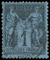 84    1c. Noir Sur BLEU DE PRUSSE, Obl., Pli Et Dc, B/TB. C - Sonstige & Ohne Zuordnung