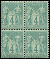 63    4c. Vert, BLOC De 4, PAIRE Supérieure *, TB - Sonstige & Ohne Zuordnung