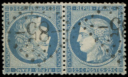 T60Ab 25c. Bleu, PAIRE TETE-BECHE Obl. GC 85, Dentelure Un Peu Irrégulière Sinon TB, C - Sonstige & Ohne Zuordnung