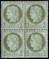 50    1c. Vert Olive, BLOC De 4, Forte Ch. S. Paire Supérieure, B/TB - Other & Unclassified