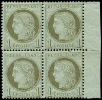 50    1c. Olive, BLOC De 4 Bdf, 1 Ex. *, TB - Sonstige & Ohne Zuordnung