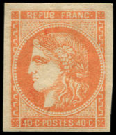 48l  40c. Orange, 4 LARGE Pseudo Retouché, RR, TB, Certif. JF Brun - Other & Unclassified