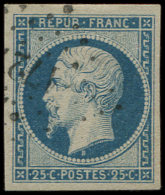 10   25c. Bleu, Obl. PC, Belles Marges, Effigie Dégagée, TTB - Autres & Non Classés