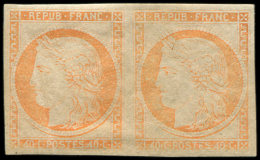 R5k  40c. Orange, REIMPRESSION, PAIRE Des Deux 4 RETOUCHES, Cases 146 Et 147, Petite Froissure Sur Le Timbre De Gauche, - Autres & Non Classés