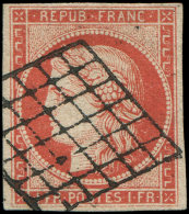 7a    1f. Vermillon VIF, Obl. GRILLE, Grande Fraîcheur, TTB - Other & Unclassified