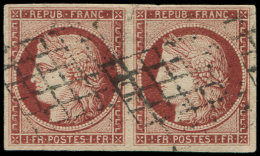 6b    1f. Carmin Foncé, PAIRE Obl. GRILLE, TB. Br - Autres & Non Classés