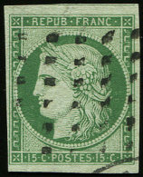 2    15c. Vert, Obl. GROS POINTS, TB. C - Autres & Non Classés