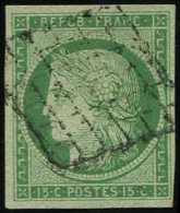 2    15c. Vert, Obl. GRILLE, TB - Autres & Non Classés