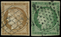 1a Et 2, 10c. Bistre Brun Et 15c. Vert, Obl. Grille Et Etoile, TB - Autres & Non Classés