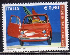ITALIA REPUBBLICA ITALY REPUBLIC 2007 MADE IN ITALY FIAT NUOVA 500 € 0,60 MNH - 2001-10:  Nuovi
