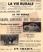 87- LIMOGES- LA VIE RURALE 26-11-1949- GRAND CONCOURS DES VEILLEES- 4 CV RENAULT-PAIRE DE BOEUFS-VELO MOTEUR BICYCLETTE - Auto's