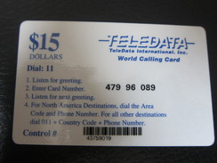 TeleDate World Call Remote Phonecard, 15$ Facevalue And Text In Blue Color,used For U.N. Force In Angola - Angola