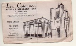 Villefranche De Rouergue (12 Aveyron) Carte Commerciale LES COLONNES Hotel Restaurant  (PPP5396) - Sport En Toerisme