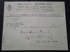 PARIS - MAISON ROBLOT - ENTREPRISE De CONVOIS & TRANSPORTS FUNEBRES - Enveloppe Du 10 Novembre 1948 - Décès - A Voir ! - Altri & Non Classificati