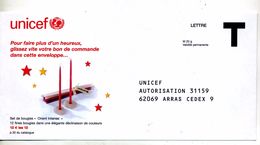 Enveloppe Reponse T Unicef Illustré Bougie - Karten/Antwortumschläge T