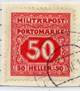 BOSNIA & HERZEGOVINA 1916 Postage Due 50 H. Used On Piece.  Michel Porto 24 - Bosnie-Herzegovine