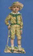 Beau Decoupis Chromo Enfant Tenue Plage Pelle Circa 1890 17 Cm - Enfants