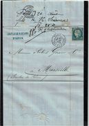 CTN50 -  LAC PARIS RUE D'ENGHIEN POUR MARSEILLE 25/8/1871 - War 1870