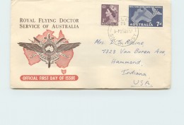 1957  Flying Doctors -Qn Eliz. 1d. Added - Royal Cachet -Adelaide Cancel - To USA - FDC