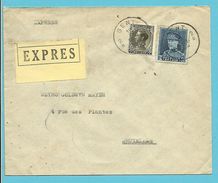 320+401 Op Brief Per EXPRES Stempel GENT, Nood EXPRES Strookje Type SPOORWEGEN !!! (chemins De Fer)  !! - 1934-1935 Leopold III