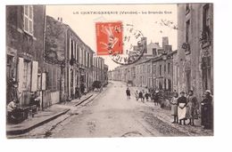 85 La Chataigneraie La Grande Rue Cpa Animée Cachet La Chataigneraie 1914 - La Chataigneraie