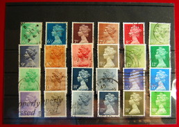 Great Britain - Machin All Differents 6P To 18P Non-elliptical -  24 Stamps Used - Série 'Machin'