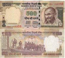 INDIA . New  JUST ISSUED   500  RUPEES  Added Features  For Blinds. 2016.  UNC - Inde