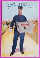 Delcampe - Cpa à Système Nouvelles De Brive La Gaillarde 10 Minis Vues 1912 Facteur Carte Postale 19 Corrèze Rare - Brive La Gaillarde