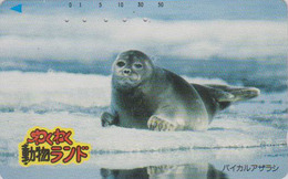 Télécarte Ancienne Japon / 110-011 - ANIMAL - PHOQUE ADO - SEAL Japan Phonecard - ROBBE Tier Telefonkarte -  285 - Dolfijnen