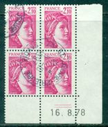 FRANCE SABINE N° 1978 Bloc De 4 Daté16.08.1976 Ob. CàD St Jeoire Prieuré (savoie) QUASIMENT SANS PHOSPHORE - Used Stamps