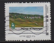 Timbre Personnalise Oblitere - Lettre Verte 20g - Paysage De Champagne - Usati