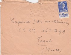 FRANCE - CP MARIANNE DE MULLER 20F  - PUBLICITE LA SLAVIA 1957 SEUL SUR LETTRE AVEC CORRESPONDANCE / 6493 - 1955-1961 Marianna Di Muller