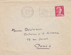 FRANCE - CP MARIANNE DE MULLER 15F SEUL SUR LETTRE - PARIS 28.10.1956 / 6159 - 1955-1961 Marianna Di Muller