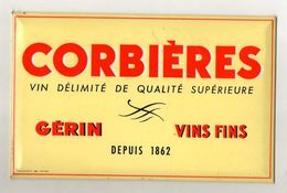 PLAQUE PUBLICITAIRE METAL CORBIERES  Gérin Vins Fins - Food