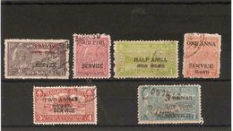 INDIA - TRAVANCORE - COCHIN 1949 - 1951 OFFICIALS SET TO  3a On 7ch SG O1/O6 FINE USED Minimum Cat  £9.85 - Travancore