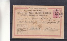 Finlande - Carte Postale De 1886 - Entier Postal - Oblit Helsinki - Exp Vers Hütala Stockholm - Briefe U. Dokumente