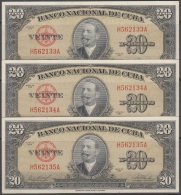 1958-BK-208 CUBA 1958 BANCO NACIONAL 20$ ANTONIO MACEO UNC 3 CONSECUTIVOS. - Kuba