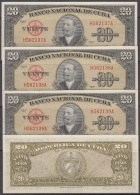 1958-BK-212 CUBA 1958 BANCO NACIONAL 20$ ANTONIO MACEO UNC 3 CONSECUTIVOS. - Kuba