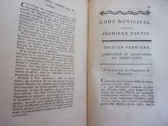 CODE MUNICIPAL Ou BRÉVIAIRE DES OFFICIERS MUNICIPAUX 1792 - 1701-1800