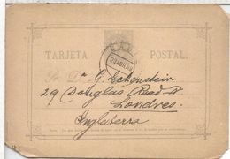 CADIZ ENTERO POSTAL A LONDRES 1889 CON DEFECTOS - Briefe U. Dokumente