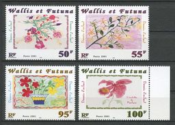WALLIS FUTUNA 2001 N° 550/553 ** Neufs MNH. Superbes Cote: 8.40 € Flore Fleurs Dessins D'enfants Flowers  Flora - Nuevos
