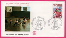 FDC N° 729 - Jeux Mondiaux Des Handicapés Physiques - Basket Ball - Lancé De Javelot - Saint Étienne 1970 - COMBET - Sport Voor Mindervaliden