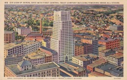 Ohio Akron Aerial View Showing First Central Trust Company Building 1941 Curteich - Akron
