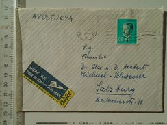 D151253 TURKEY TÜRKIYE - Cover - Ucak Ile Par Avion -1964  - ANKARA - To Austria  Salzburg-Maxglan - Brieven En Documenten