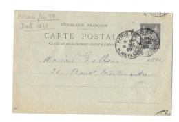 PARIS – Bureau N°66 « R. MEISSONIER »CPI Ordinaire - Tarif à 10c. (1.5.1878/31.12.1916)E.P. CP (ST.N°G - Standard- Und TSC-Briefe (vor 1995)