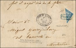 URUGUAY 1865 - 12 Centavos Frazionato A Metà  Diagonalmente (S.G.76) Su Busta Da Fray Bentos Del 26/... - Other & Unclassified