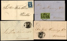 MESSICO 1870/80 - Quattro Lettere Del Periodo, Con Differenti Affrancature Ed Annulli. Tutte A.Diena... - Autres & Non Classés