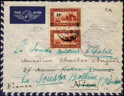 COLONIE FRANCESI - MAROCCO 1948 - 35 C. Su 60 C., Coppia Verticale, L'esemplare Inferiore Senza Sopr... - Autres & Non Classés